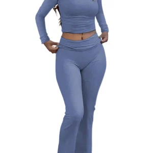 Women's Yoga Two-Piece Set Long-Sleeve Wide-Leg Activewear