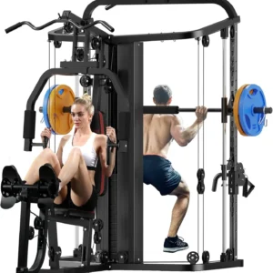 Home Gym System with Smith Machine, 138LB Weight Stack,