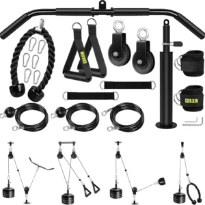 Home Gym Gravity Pulley System Set, Fitness LAT and Lift
