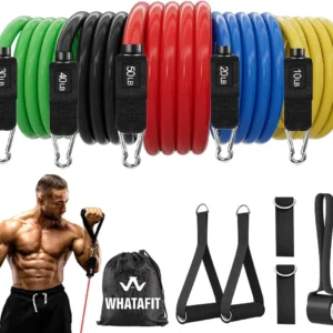 WHATAFIT Resistance Bands with Handles Door Anchor Ankle Straps