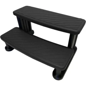 Outdoor Spa and Hot Tub Anti-Slip Steps with Support - Black